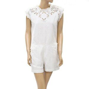 Paul & Joe Sister Eyelet Embroidered Ruffle Romper Beaded Ivory M New